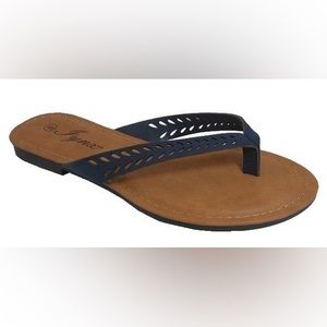 New Inyx navy blue laser cut flip flop sandals size 5.5